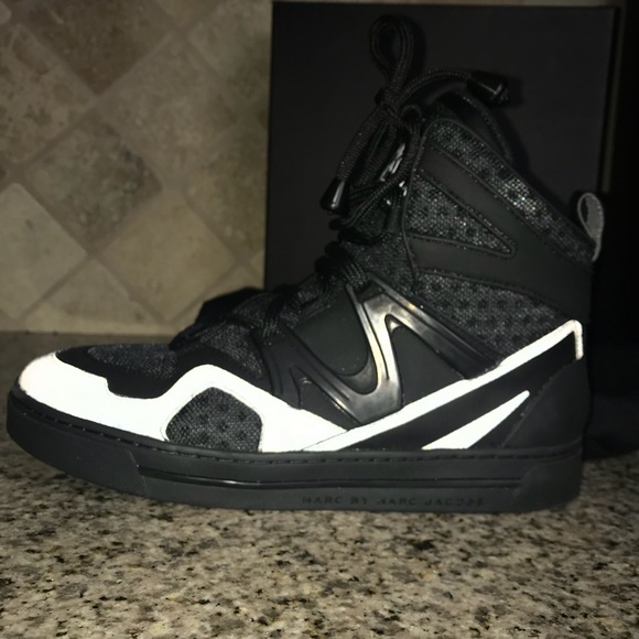 Marc Jacobs Black Ninja Textile High Top Sneakers - Picture 2 of 7